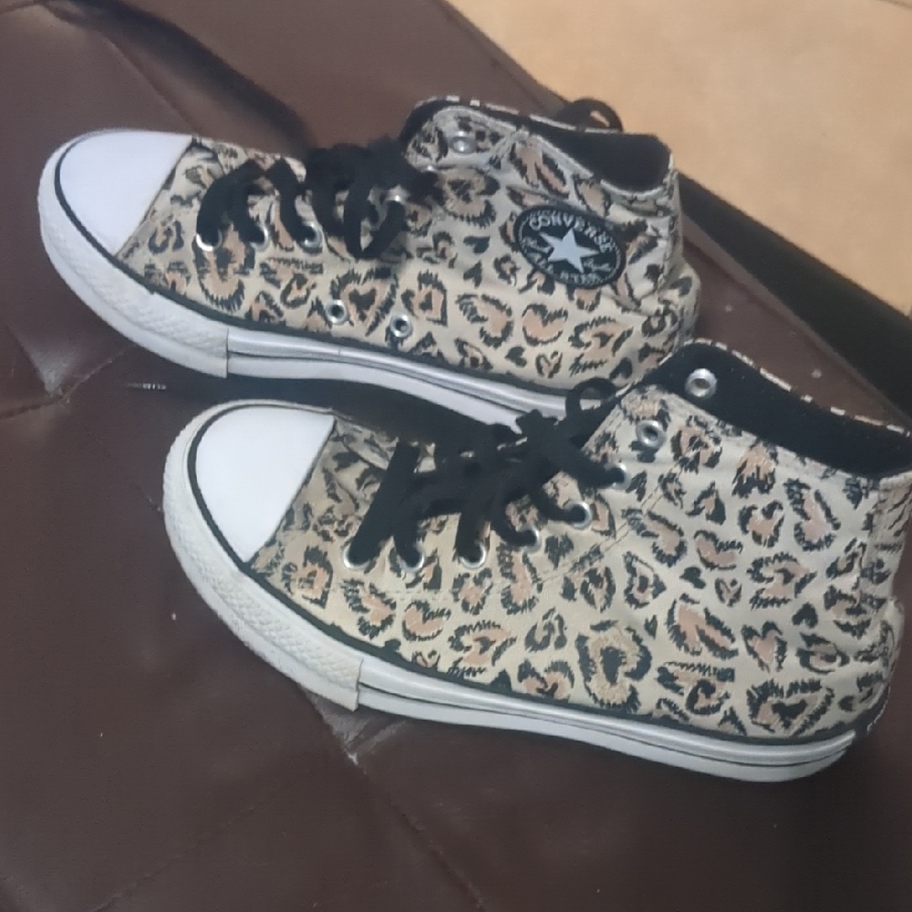 Converse Leopard Pattern High-Tops with Black and White Accents
